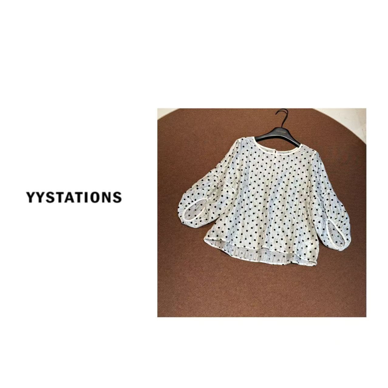 YYSTATIONS 【波点衫！】高级感法式减龄洋气遮肉显瘦波点衫-9225