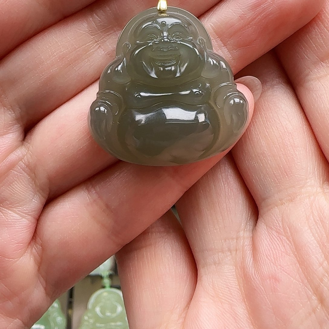 和田玉18K金镶嵌颈饰