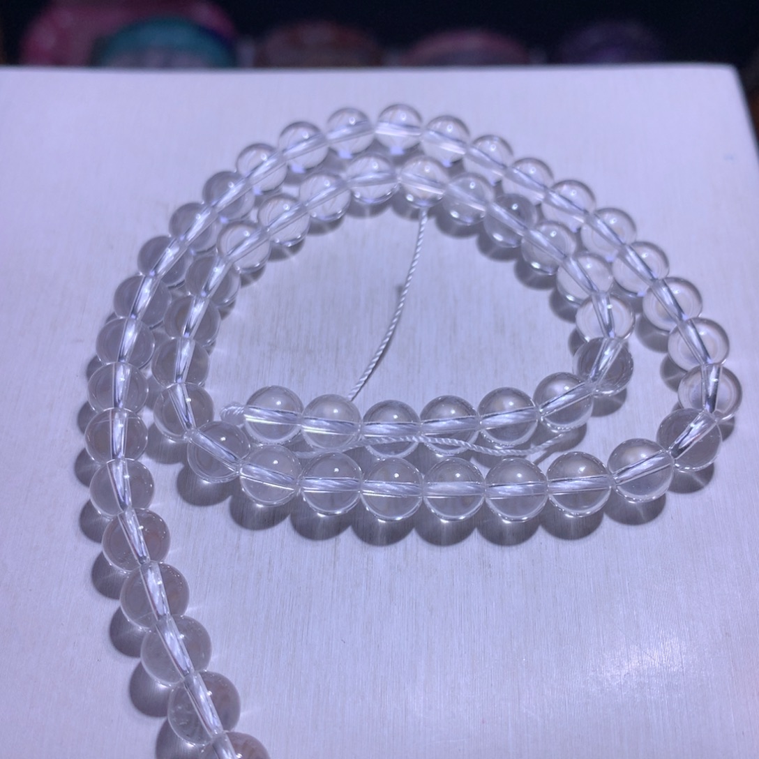 银S925镶嵌水晶手串白水7.6m