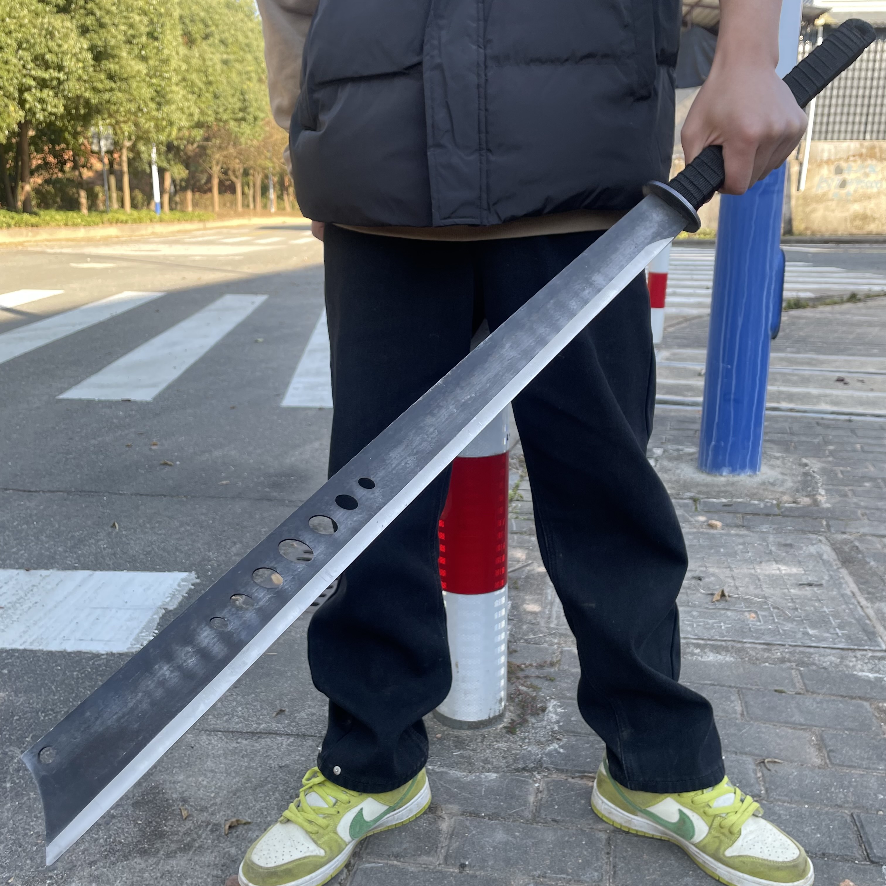 长款一体弹簧钢龙泉唐横刀绣春刀户外车载防身冷兵器武术刀未开刃