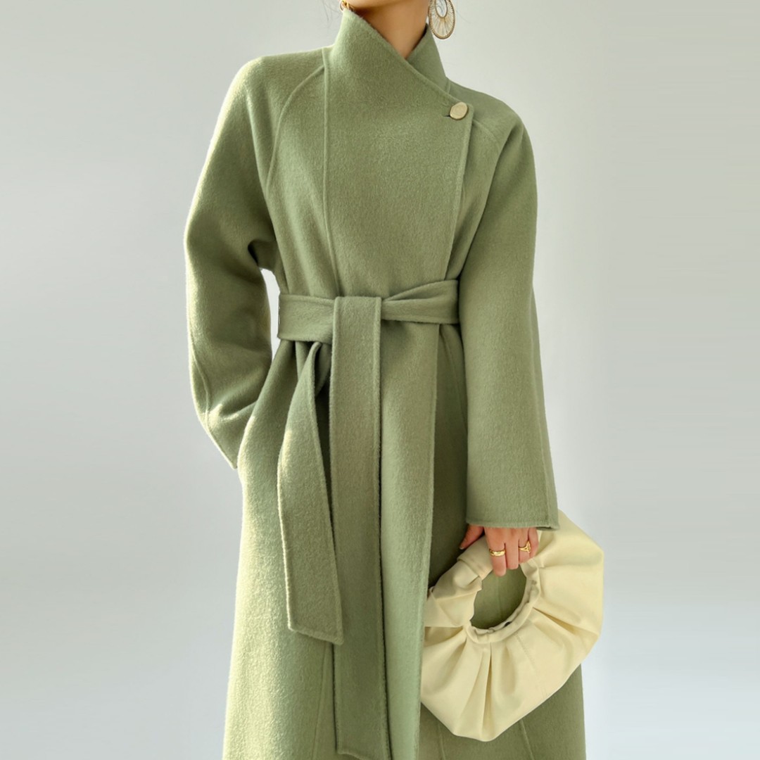 拉夏贝尔/25冬新保暖气质时尚百搭羽绒双面羊毛毛呢外套 7543 LSC