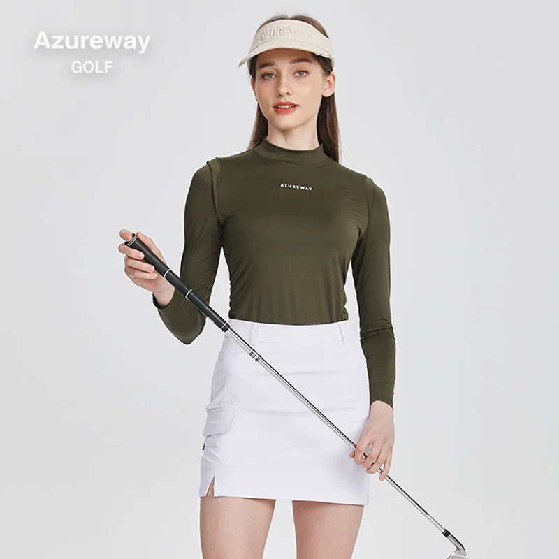 Azureway高尔夫女长袖冰丝防晒修身上衣速干透气弹力女服装25新