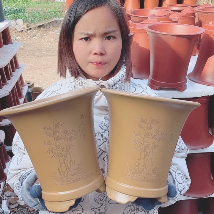 紫砂花盆宜兴紫砂精品花盆 