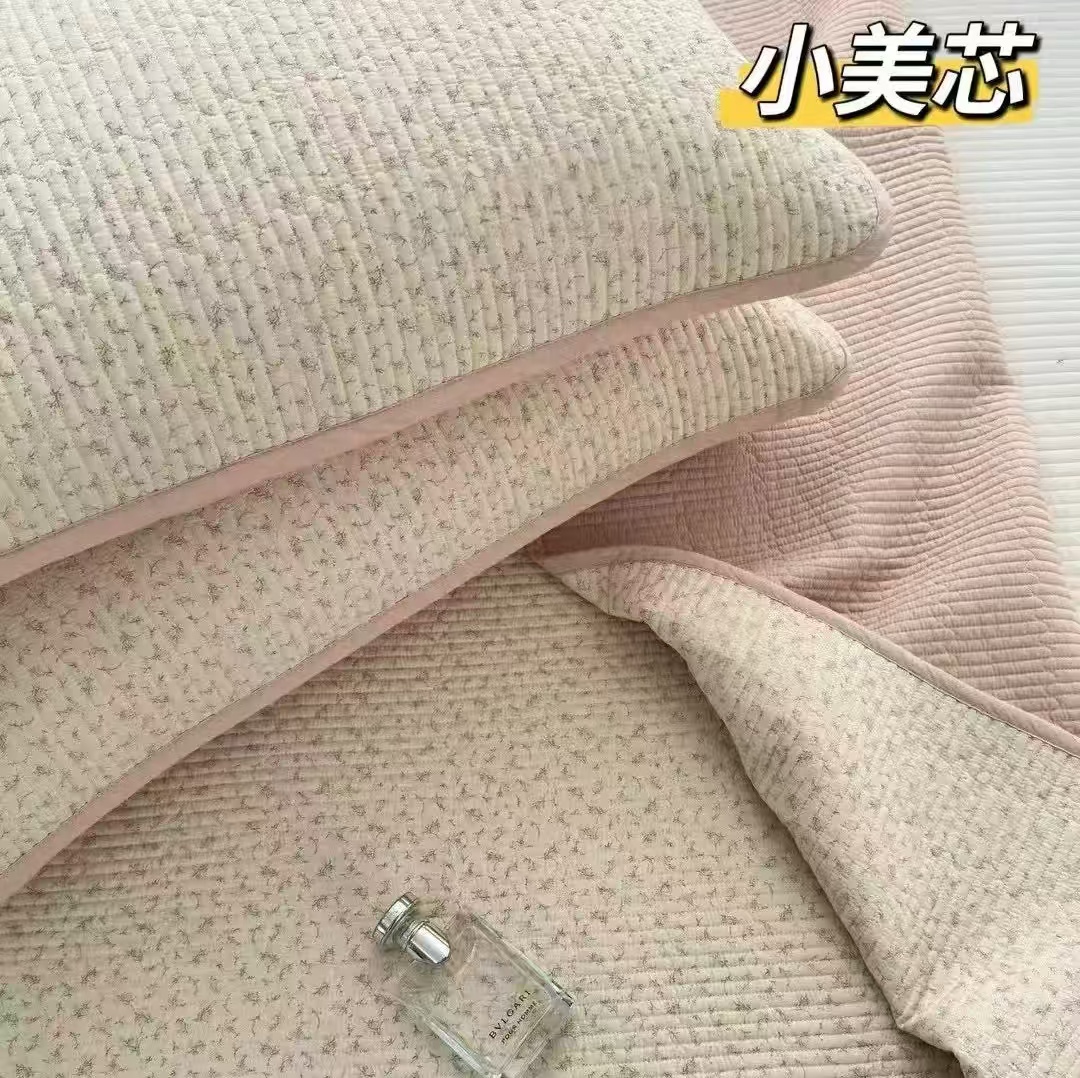 标准纯棉床盖三件套200x220 夹棉床盖榻榻米双人全棉床盖纯棉床单