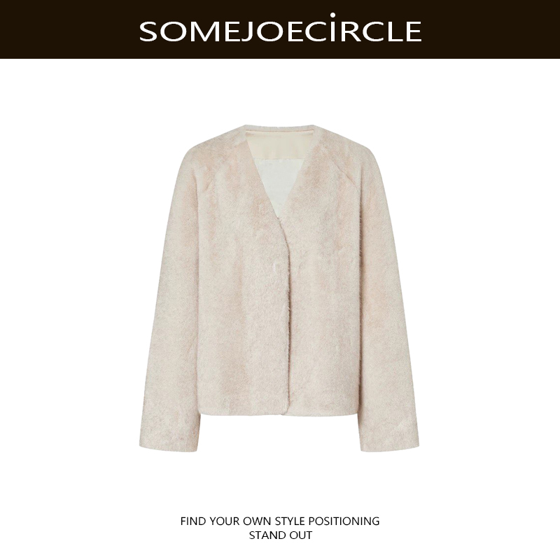 【DZ】SOMEJOECIRCLE【高圆圆同款】新款时尚气质千金风毛毛外套Z8462