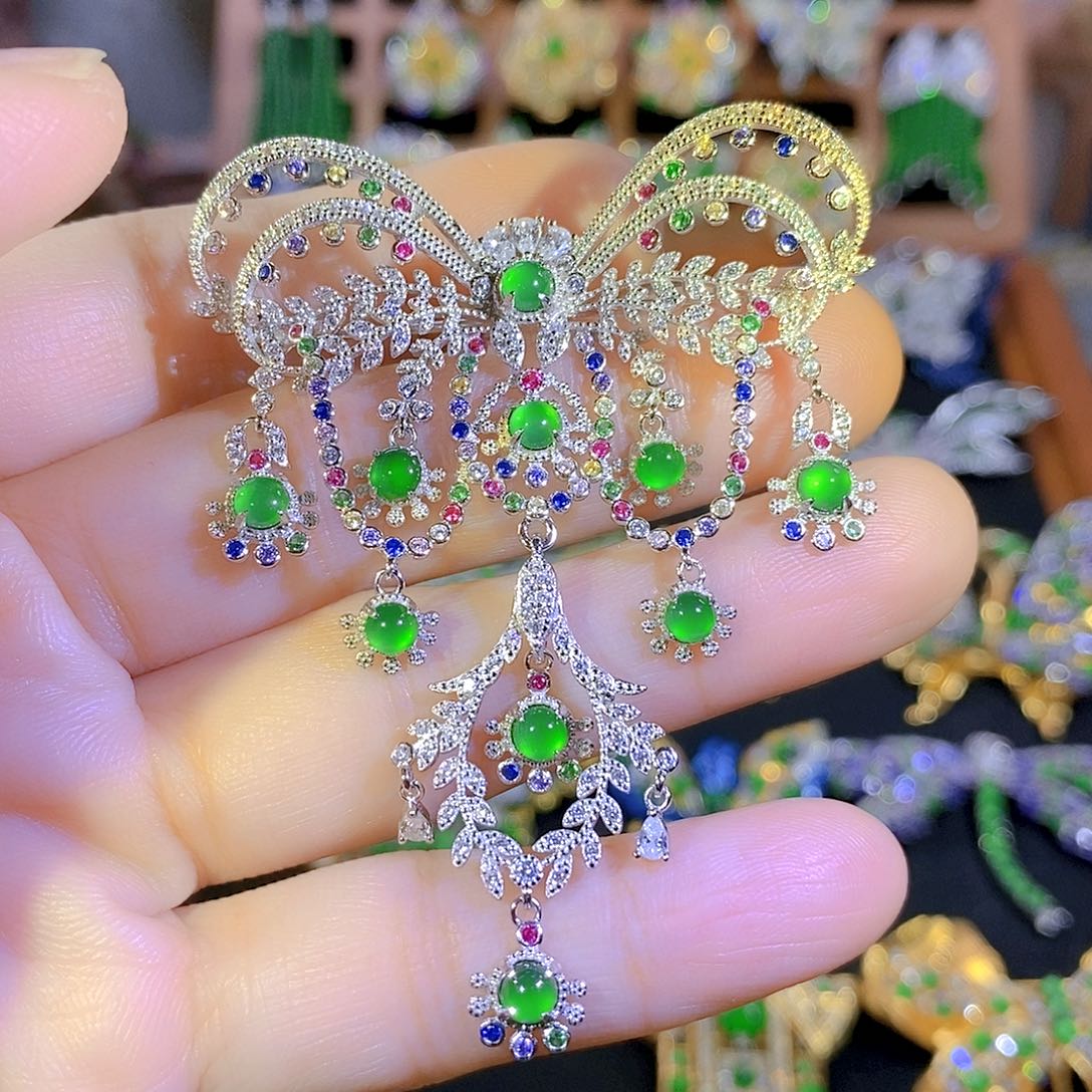 吊坠(不含链)银S925镶嵌翡翠