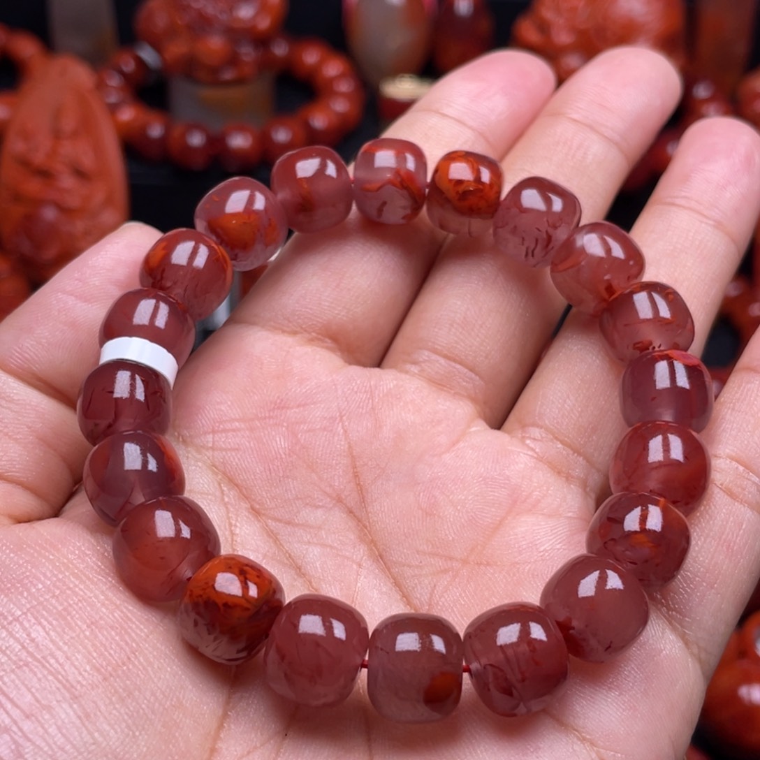 南红玛瑙珠宝奇石未镶嵌单圈11mm