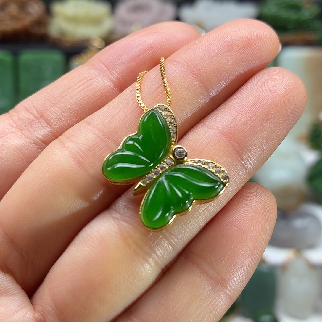 和田玉银S925镶嵌颈饰