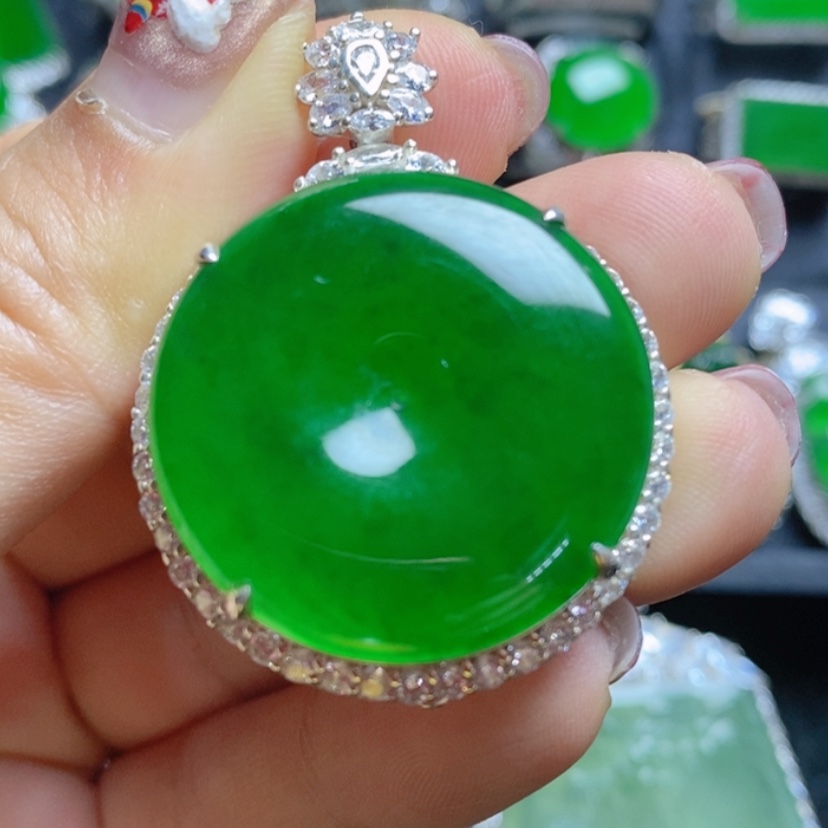 【闪购商品】翡翠挂件银S925镶嵌平安扣