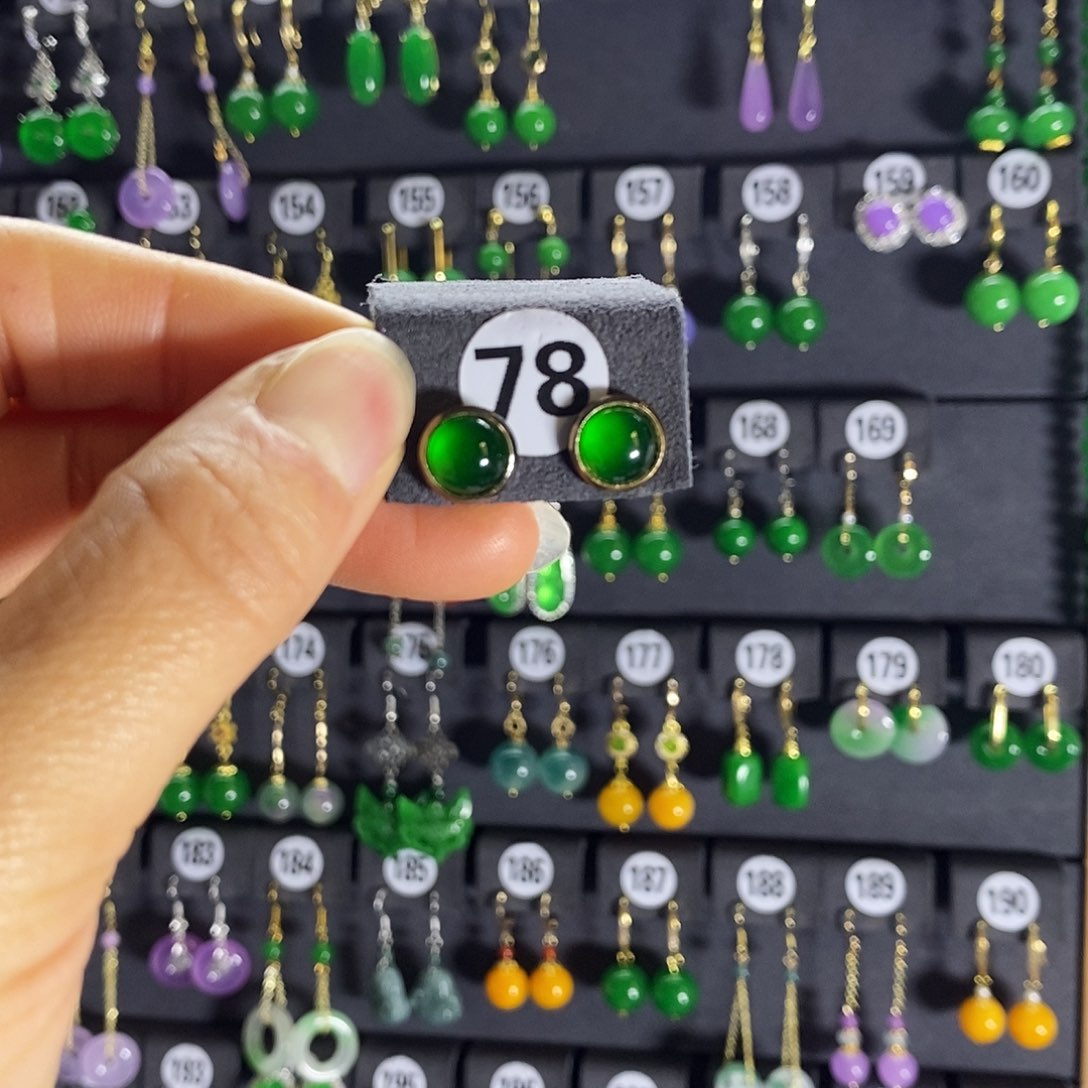 银S925镶嵌翡翠耳饰78