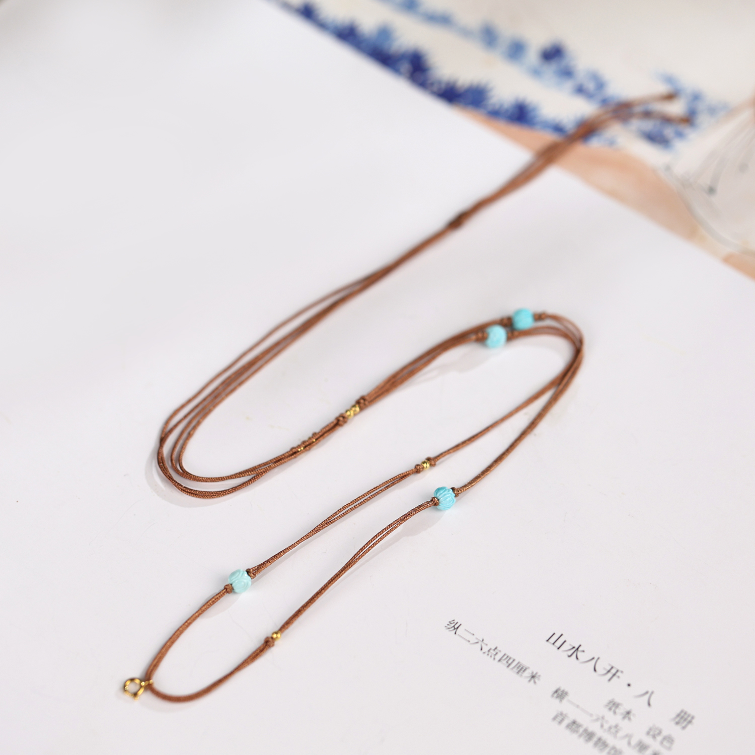 【赤松】绿松石项链绳·18K金·百搭手工编织绳长度可调节