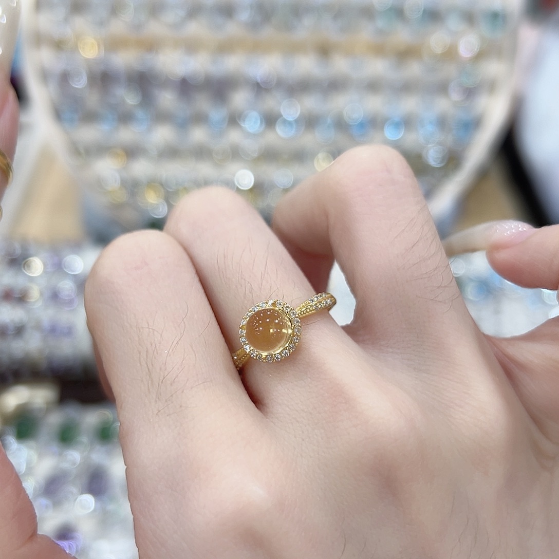 悲***有黄晶银S925镶嵌戒指