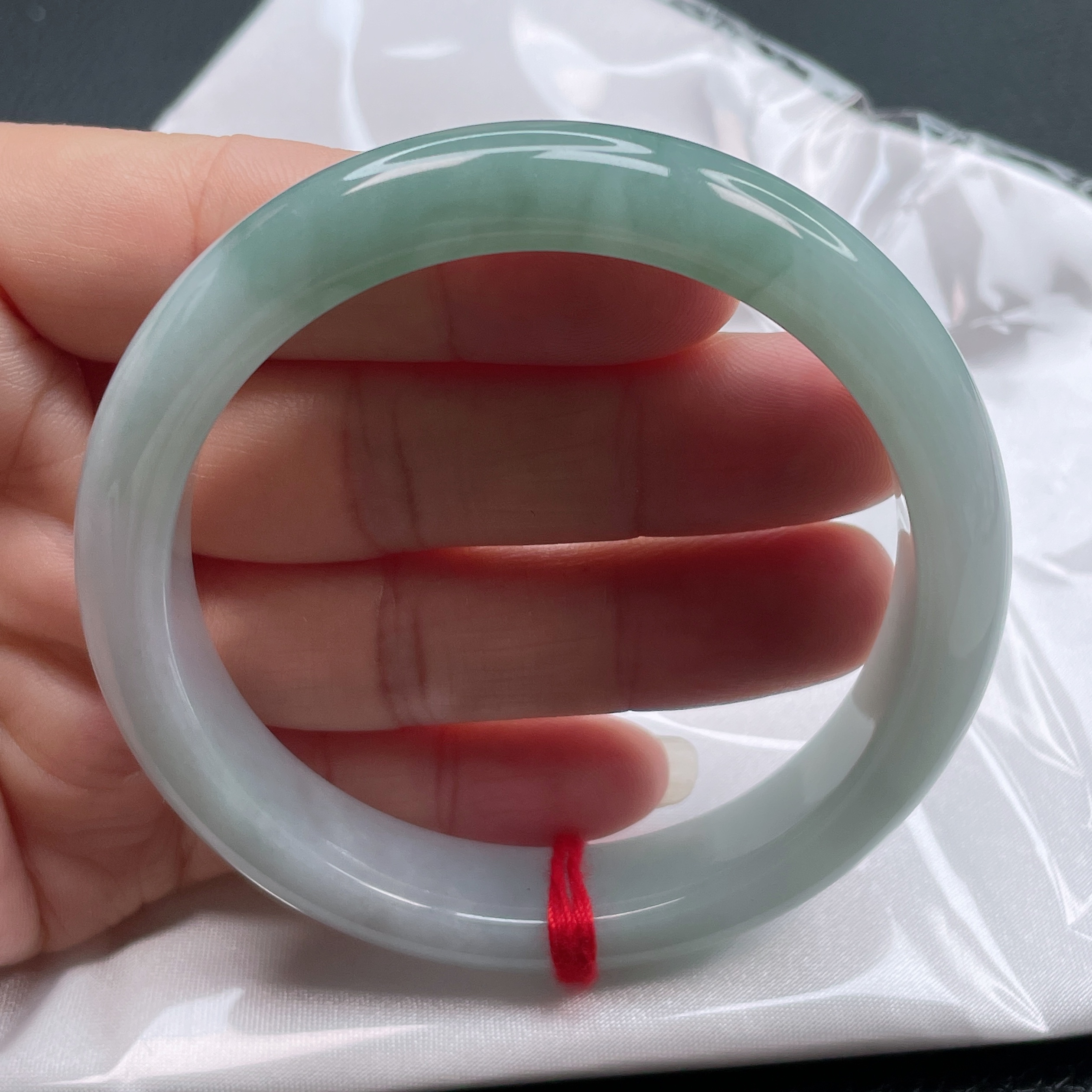 2501缅甸天然A货翡翠手镯57圈半山半水手镯时尚百搭少女款显肤白