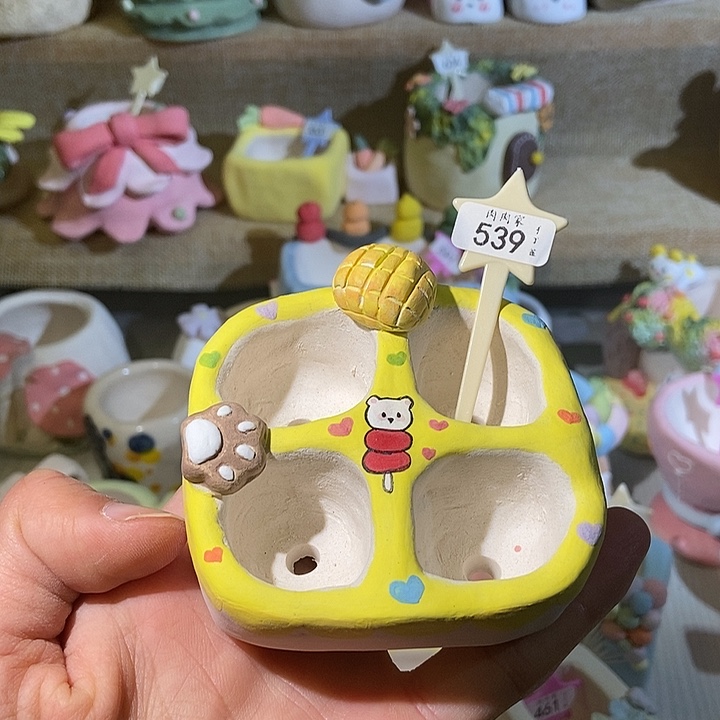 手工手绘盆 满29包邮539