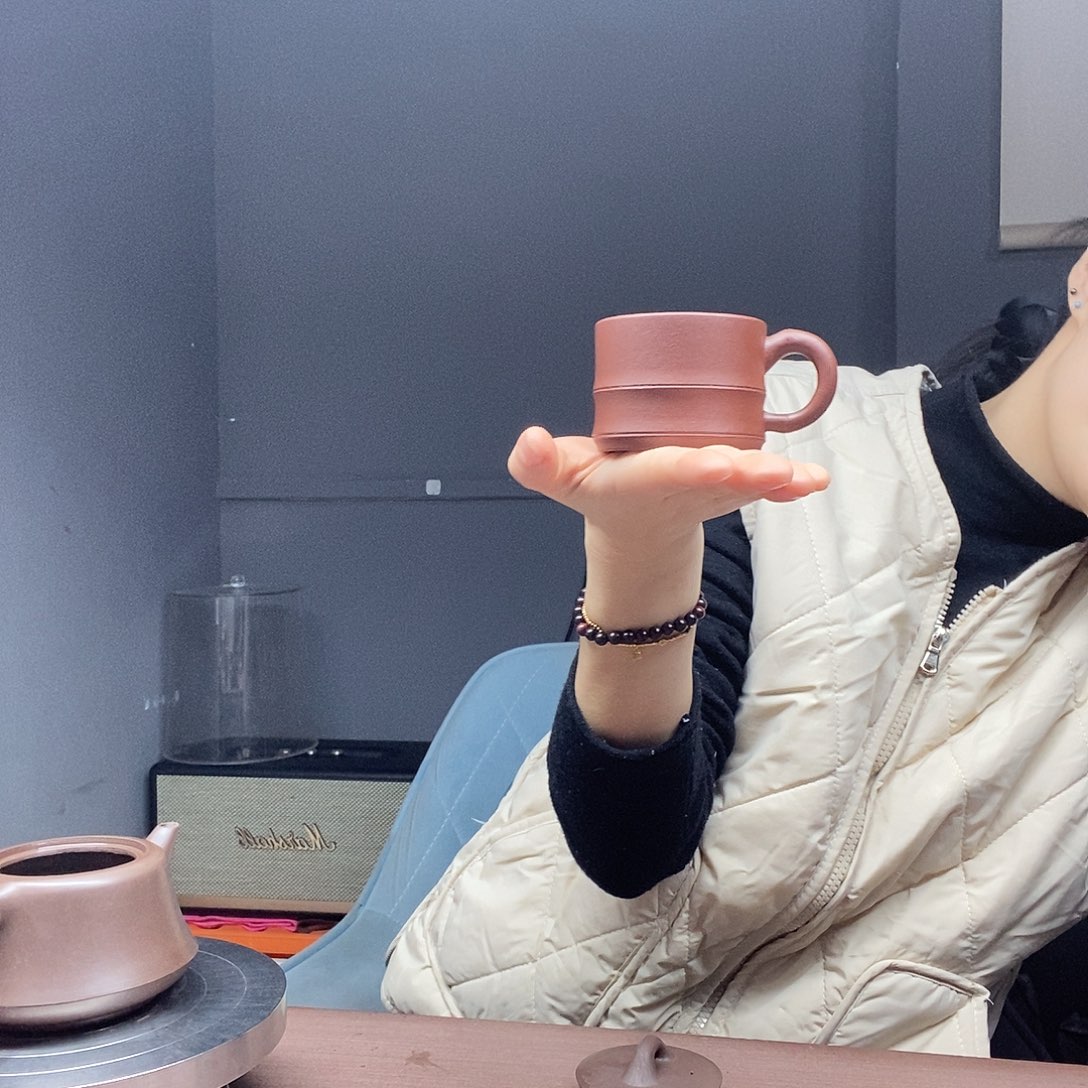 茶壶紫砂竹节杯半手工底槽清100cc