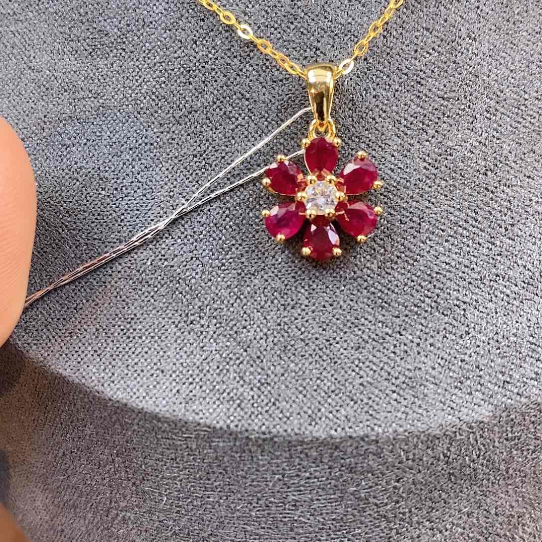 红宝石吊坠(赠链)银S925镶嵌