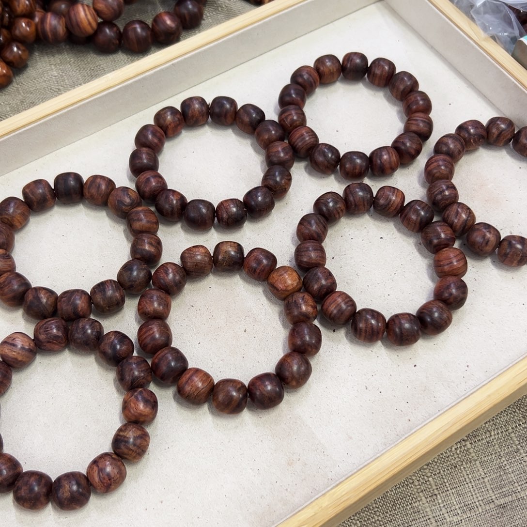 手串/手链黄花梨/降香黄檀15mm桶珠粗抛无胶无腊