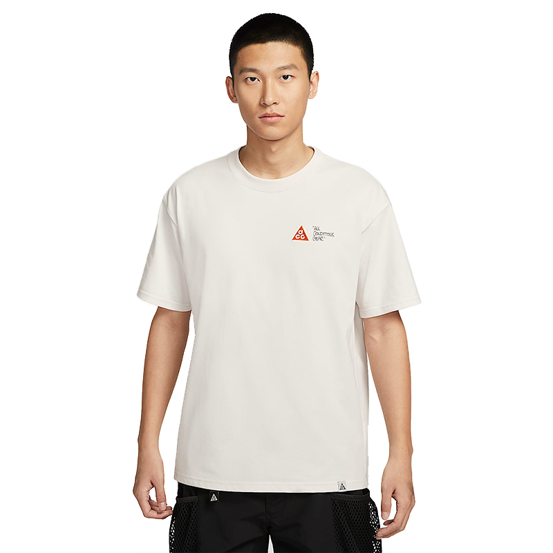 NIKE耐克男子时尚百搭白色印花短袖针织无领运动短T恤HJ0801-030