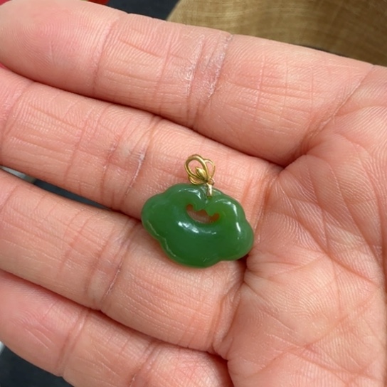 和田玉颈饰18K金镶嵌宽1.8