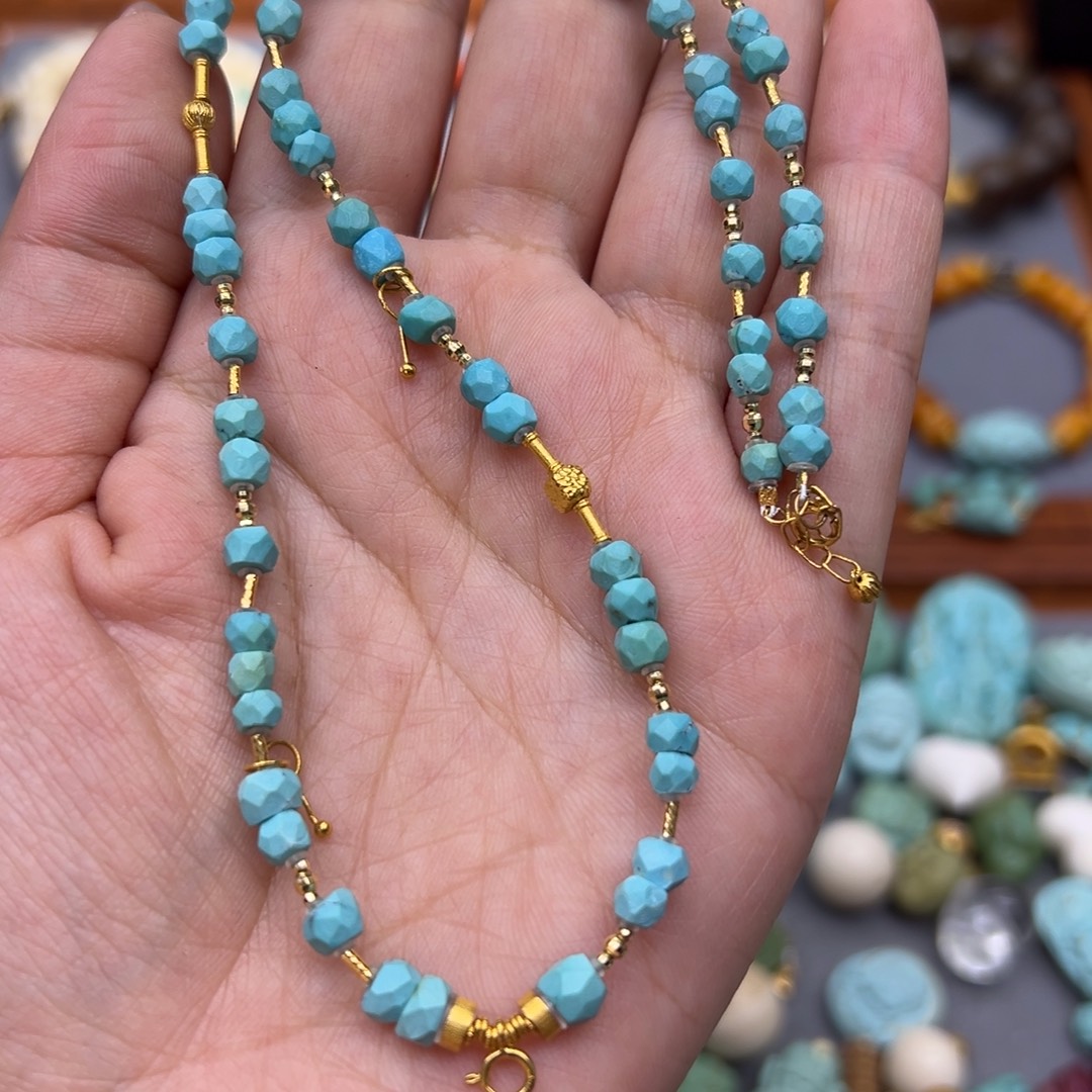 绿松石18K金镶嵌颈饰项链