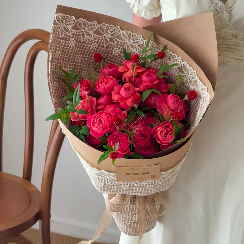 【花喜爱】蕾丝刺绣镂空布艺 精致花店包花网纱布包花纸diy材料花店