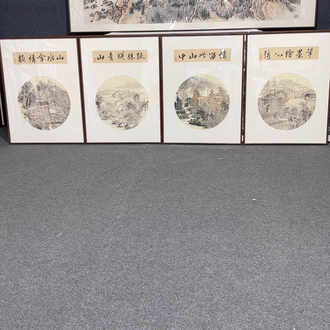 国画手绘画作品带框