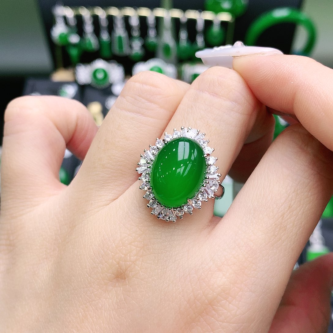 玛瑙/玉髓戒指银S925镶嵌