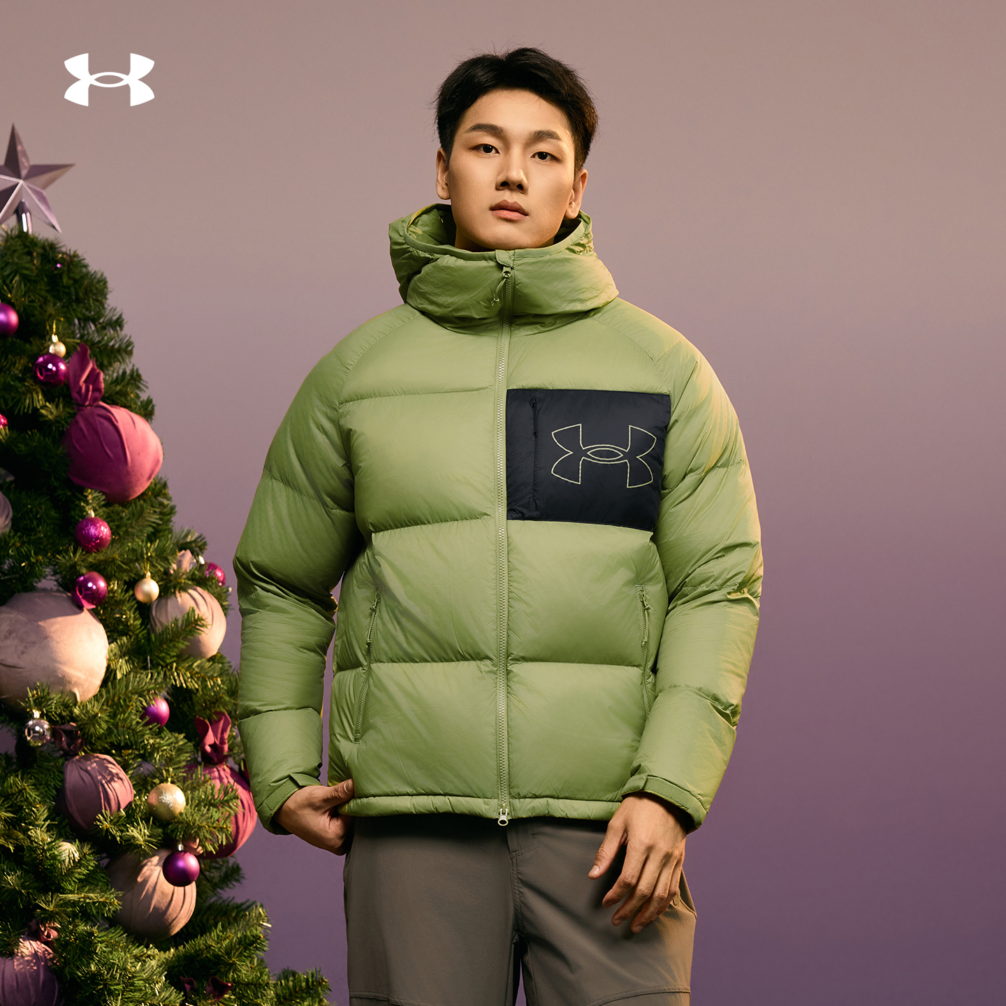 安德玛UA官方户外700蓬连帽中厚款冬季防风保暖羽绒服新年上新