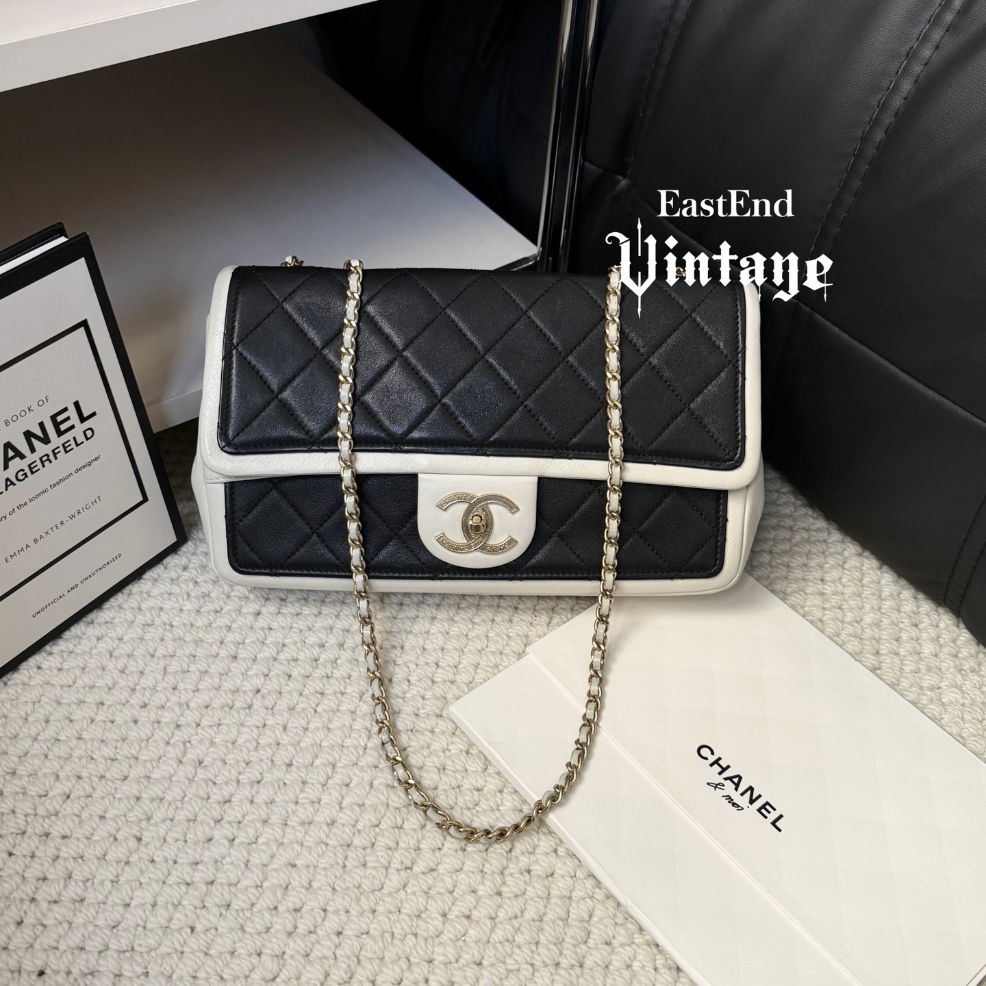 95新 Chanel/香奈儿 東区-赫本风黑白熊猫牛皮cf链条包/40116