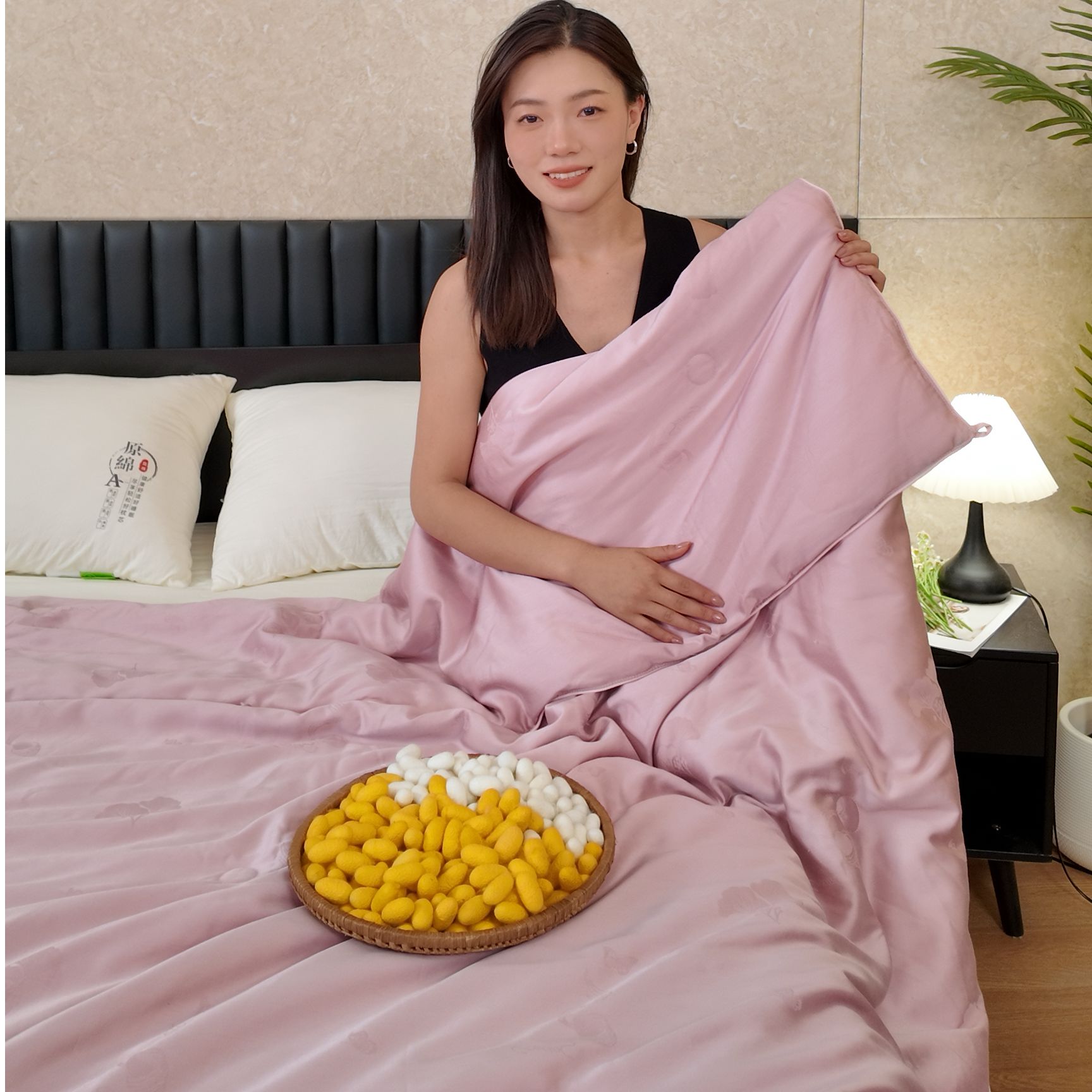 光点100%纯蚕丝被贡缎提花二合一子母蚕丝被婚被喜被