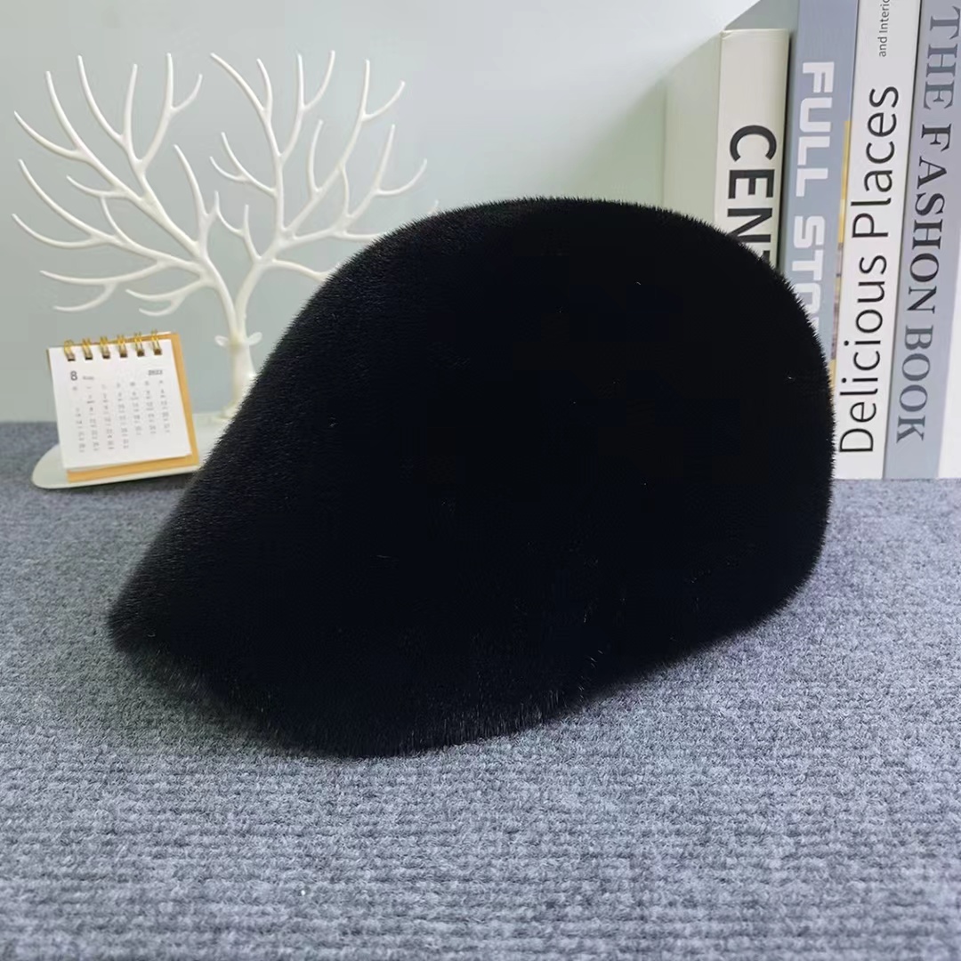 新品皮毛整皮草男士冬季帽子防风御寒保暖简约时尚前进帽鸭舌帽