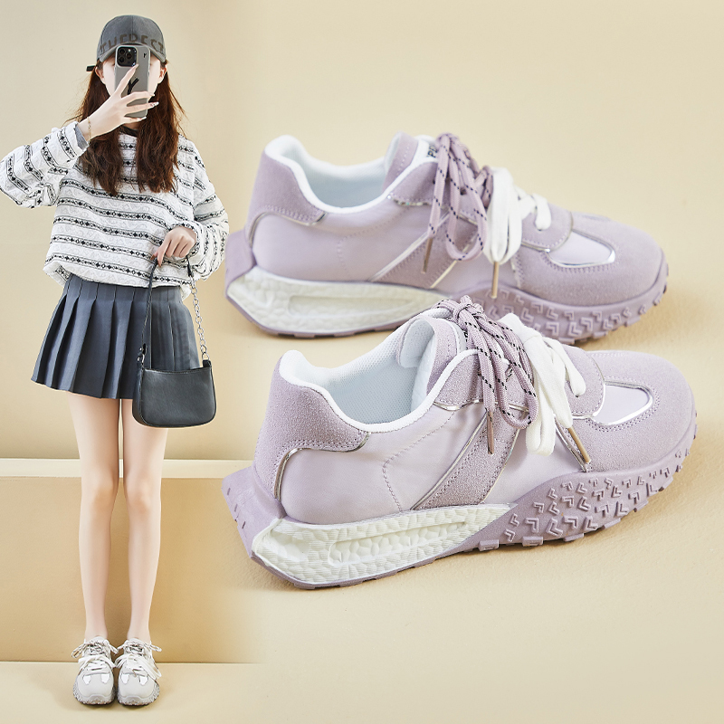 超火厚底阿甘鞋女2025春季新款时尚运动休闲鞋ins百搭透气德训鞋