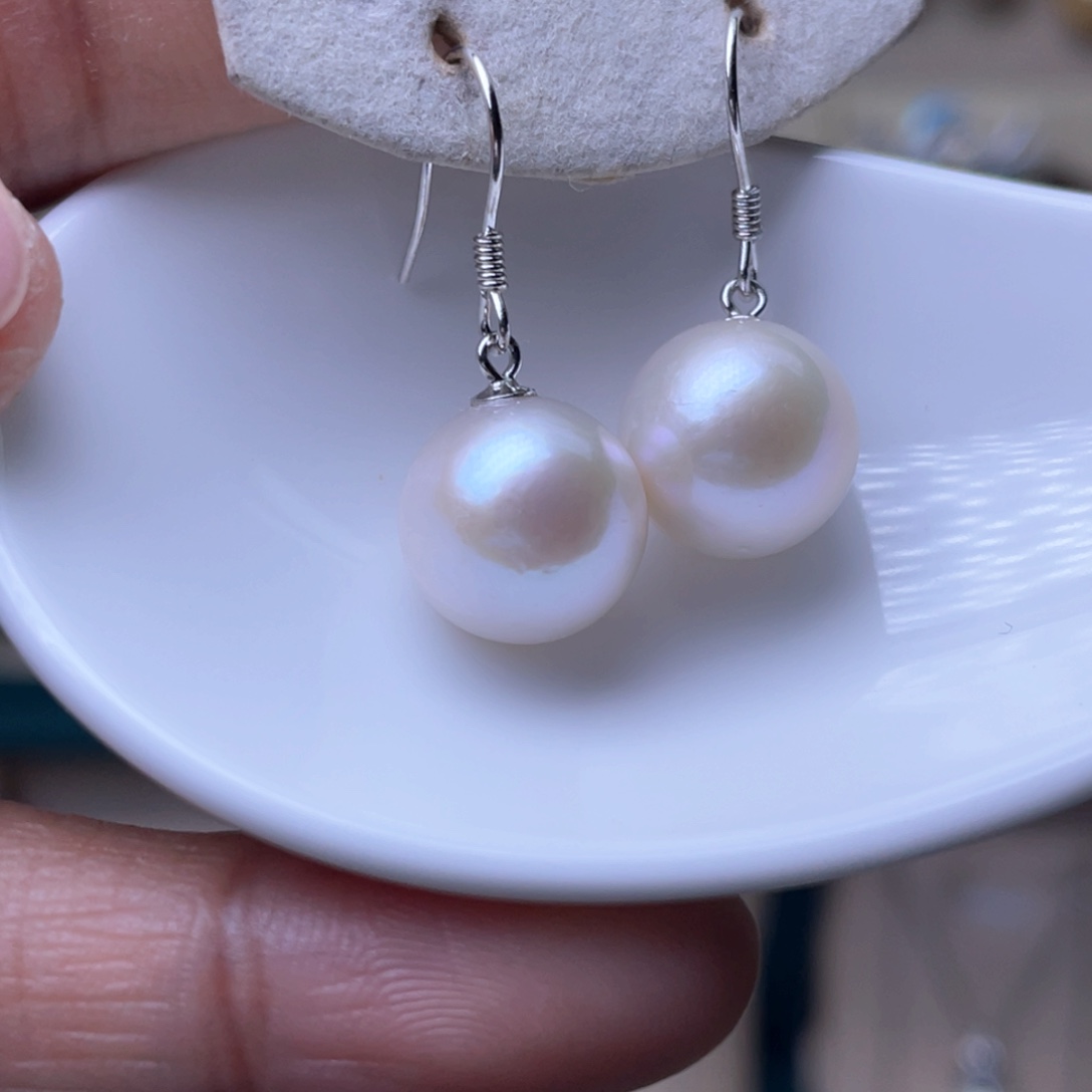 淡水珍珠耳环银S925镶嵌
