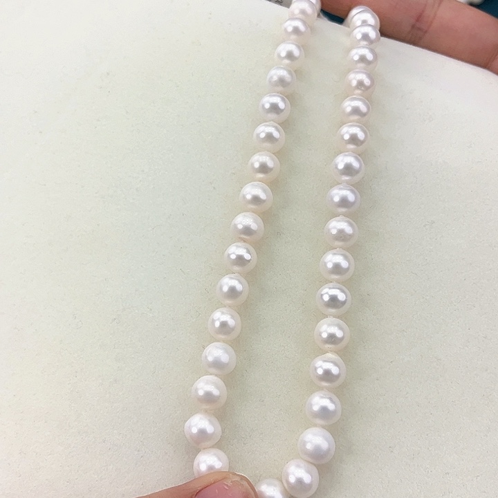 淡水珍珠颈饰银S925镶嵌卡9冷白