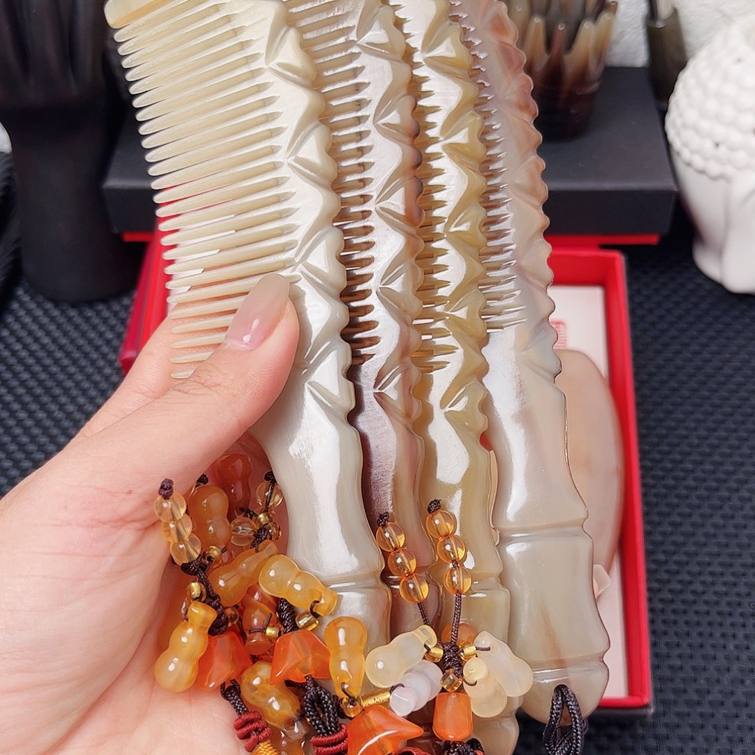 纯牛角手工制作牛角梳