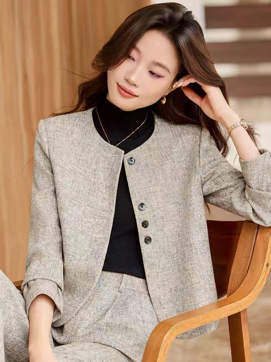 【纪朵研】Y021加厚款小香风时尚套装女装高腰复古套装秋冬阔腿裤女