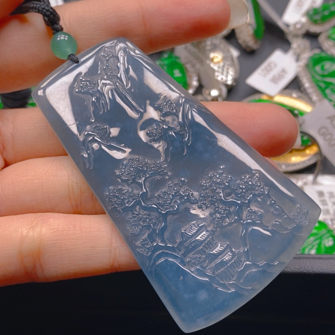 翡翠颈饰银S925镶嵌888888898