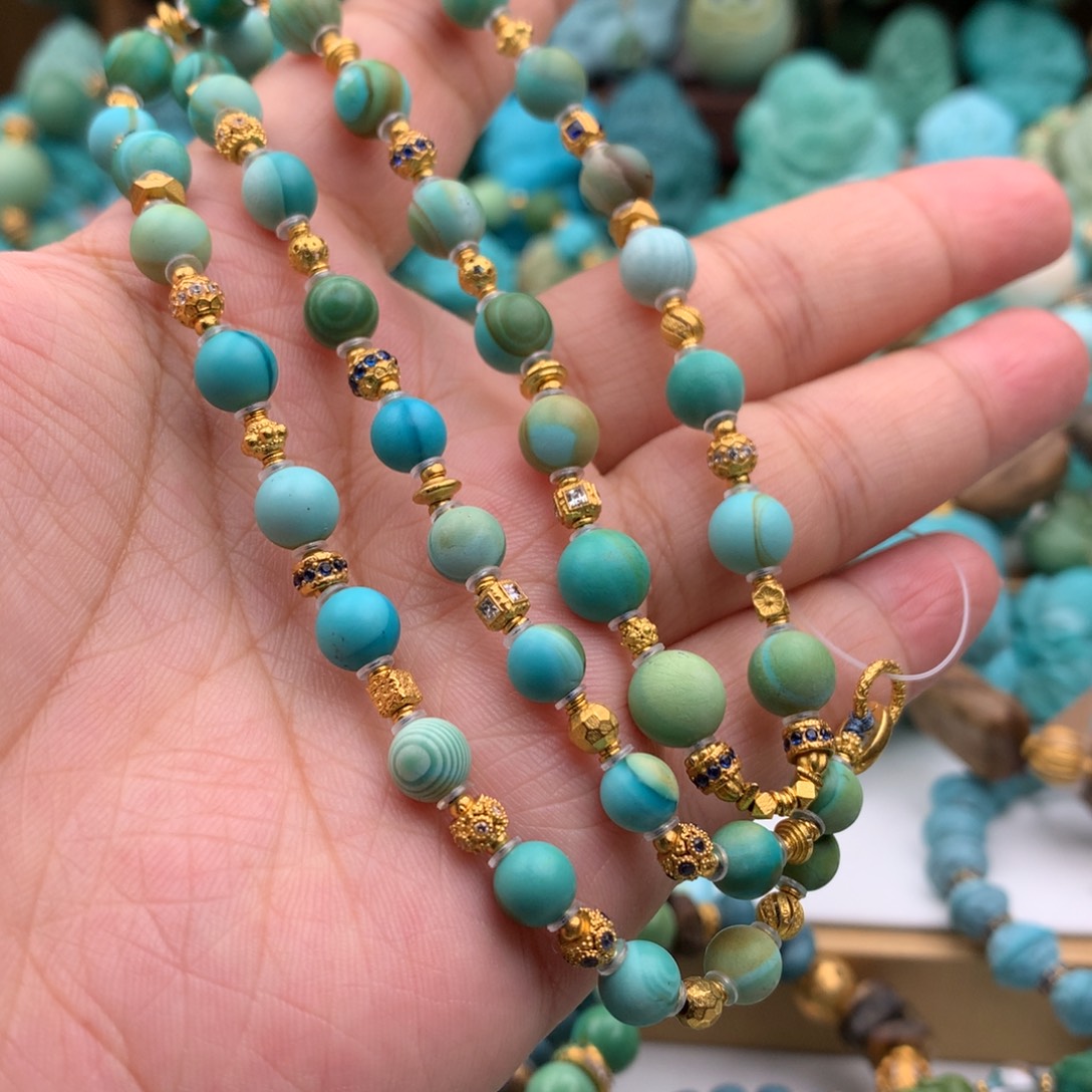 18K金镶嵌绿松石手链