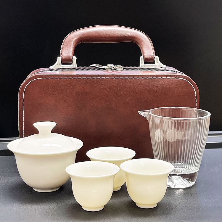 正宗德化白瓷盖碗便携旅行套装 出行方便携带 居家旅行必备手工