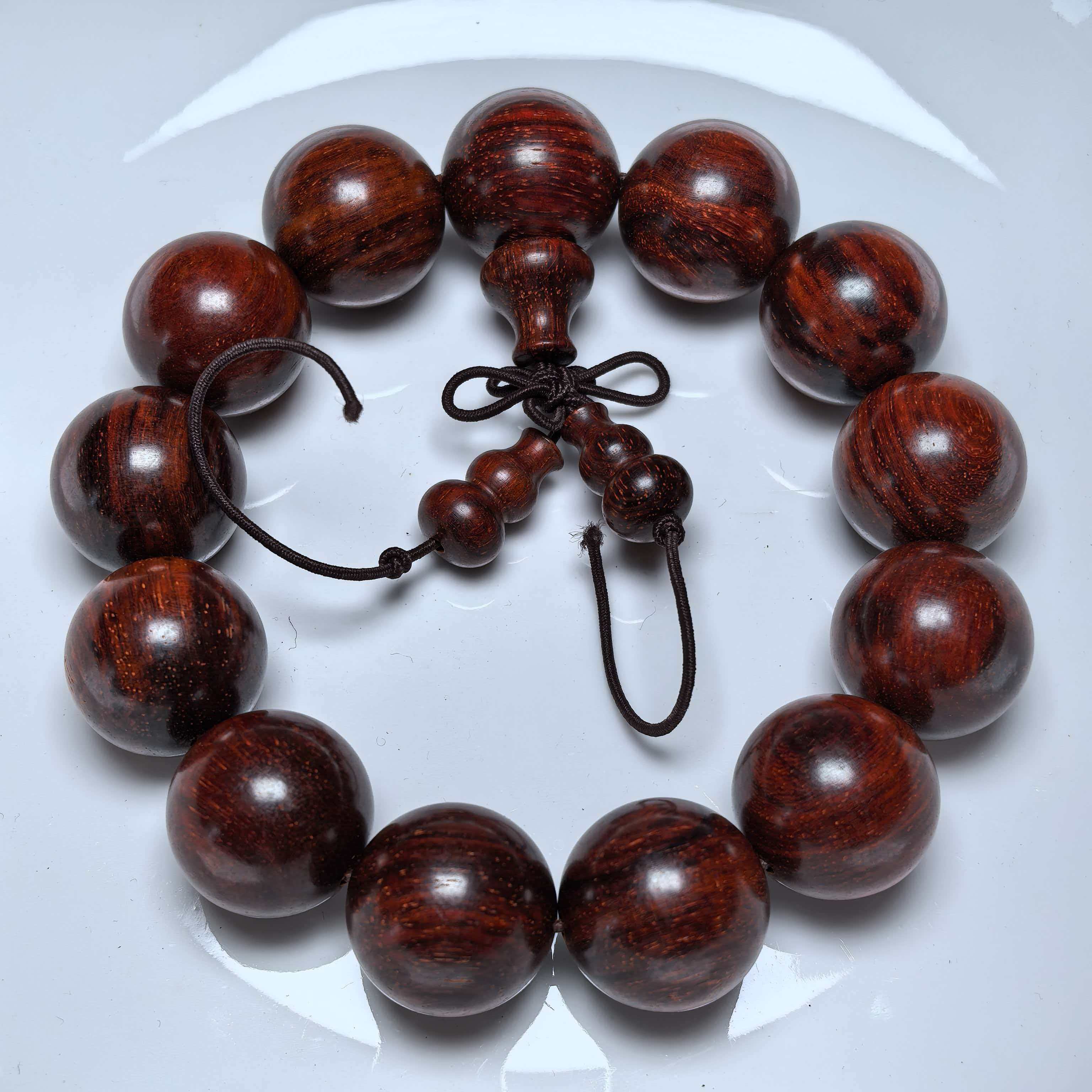 印度小叶紫檀（檀香紫檀）高油高密老料1.8*13颗 原汁原味 无胶无蜡