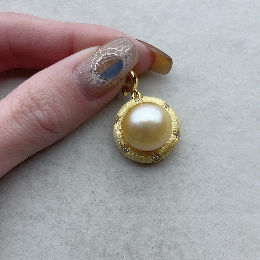 海水珍珠吊坠84银S925镶嵌