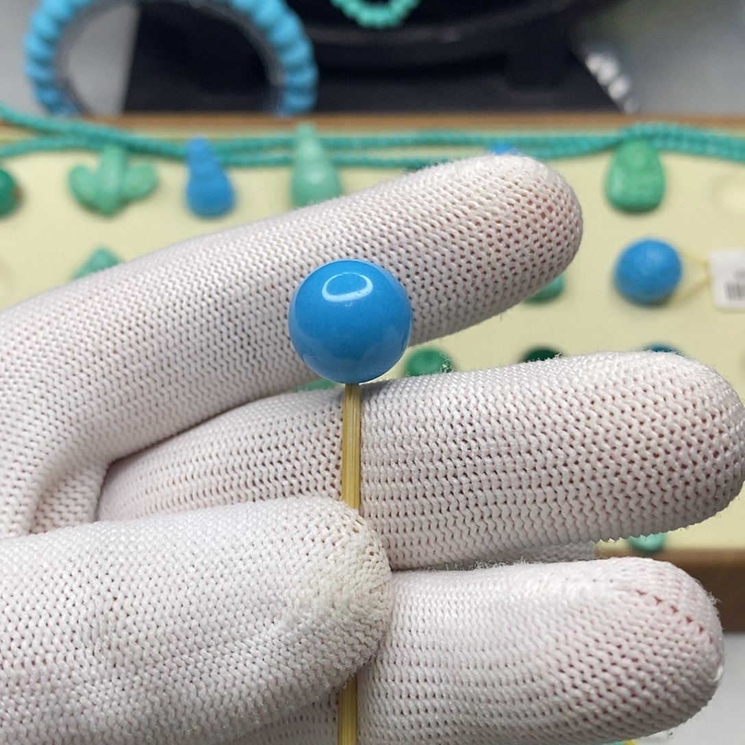 •***•卡14mm圆珠高瓷蓝色