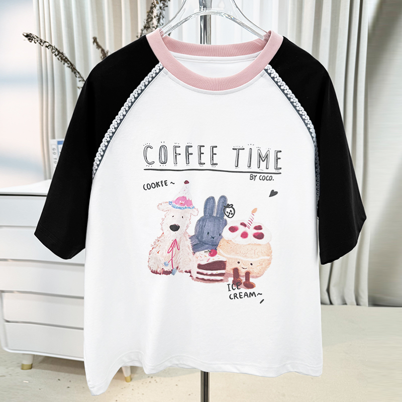 《童装品牌断码清仓直播》卡通印花圆领T恤25409