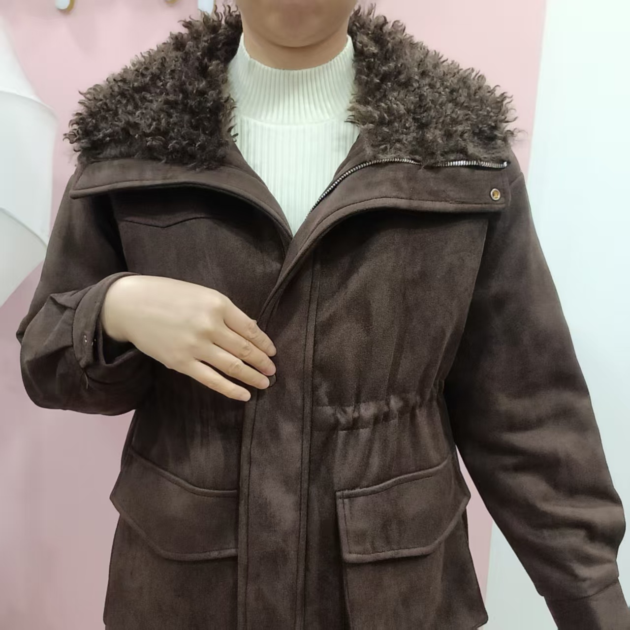 【姐妹服饰】【Z中长外套】秋冬女士时尚百搭加厚外套