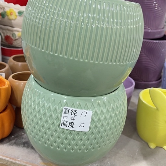 多肉绿植陶瓷花盆9.9包邮，有孔