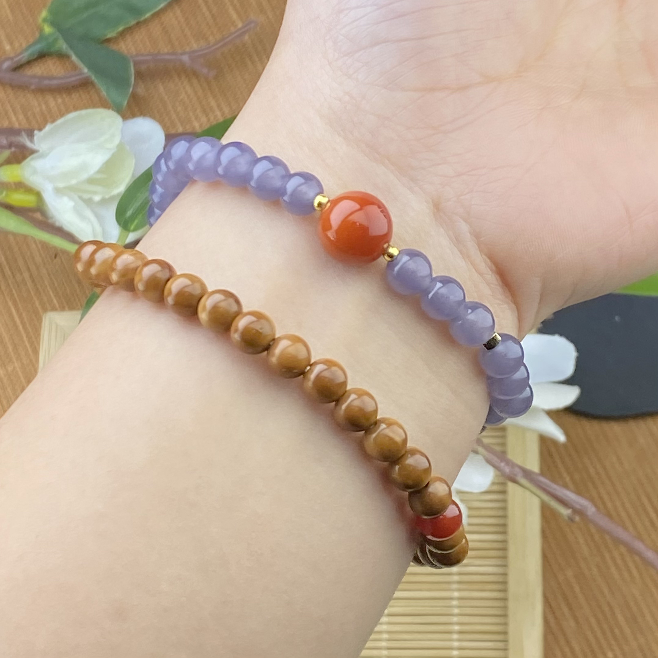 06库克菩提烟紫双圈手串手链