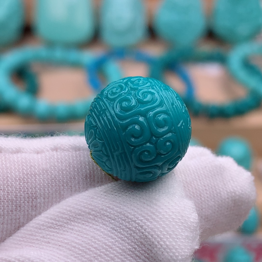 绿松石珠宝奇石未镶嵌15mm