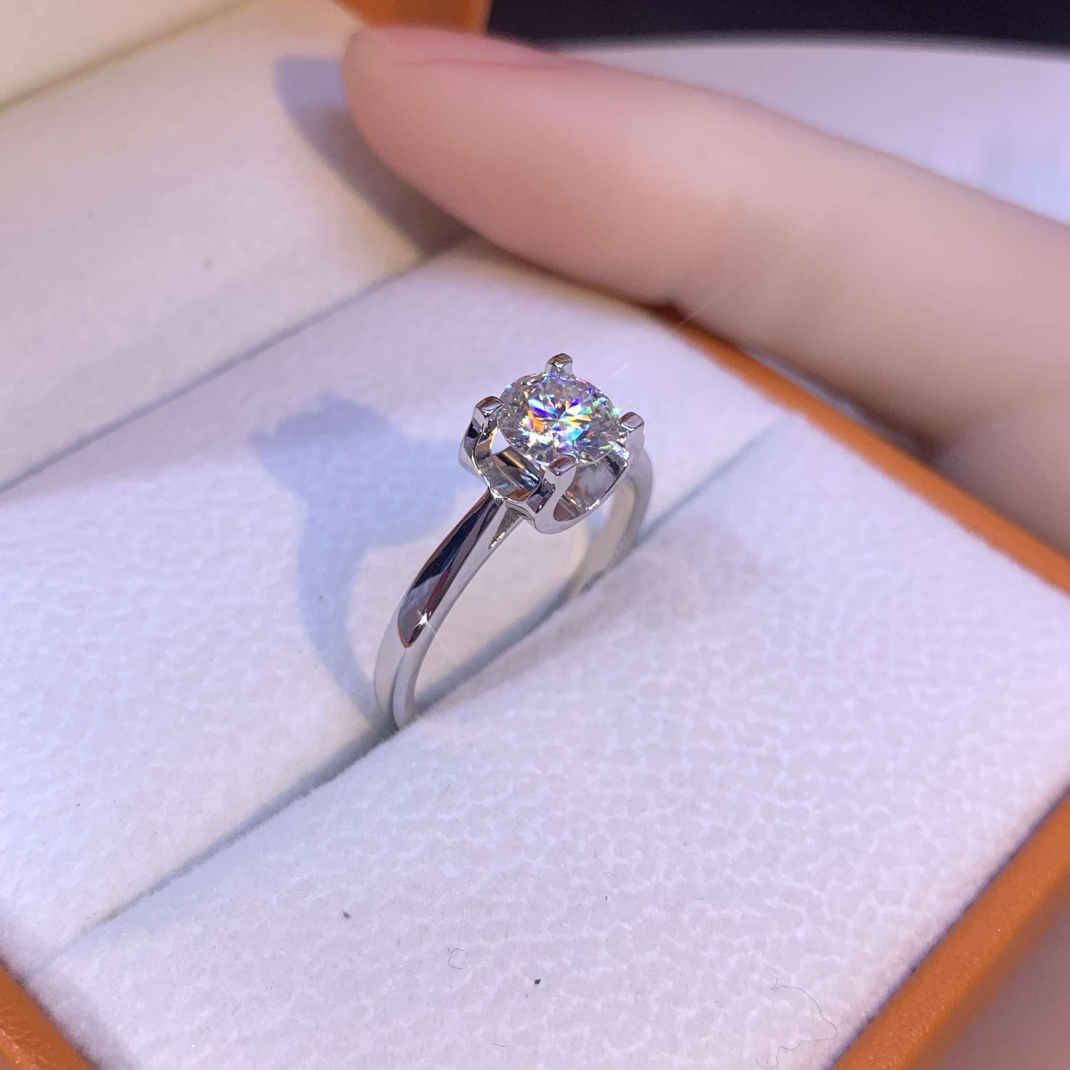 925银莫桑石戒指 【经典牛头】高端品质经典百搭时尚钻戒合成碳硅石