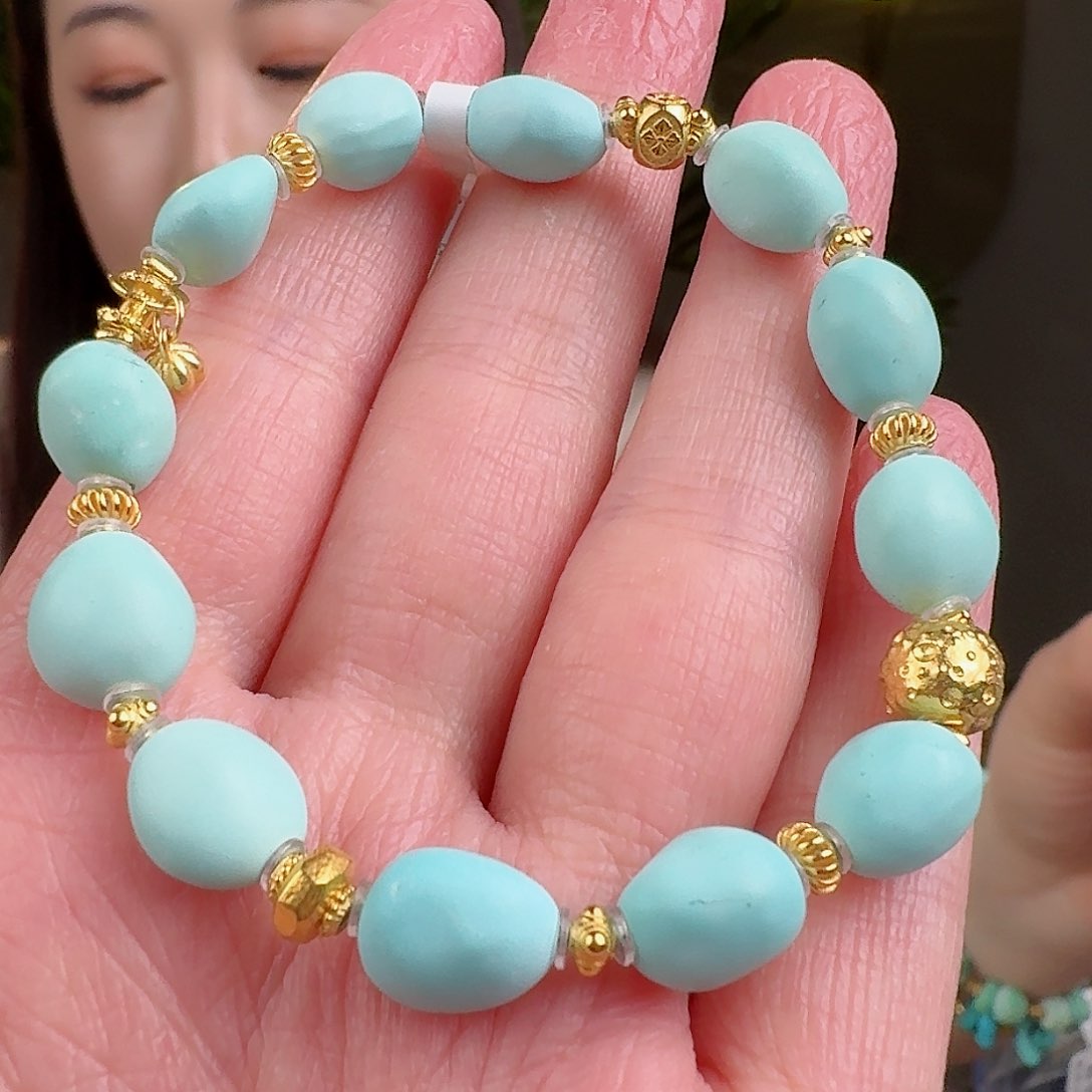 绿松石珠宝奇石18K金镶嵌