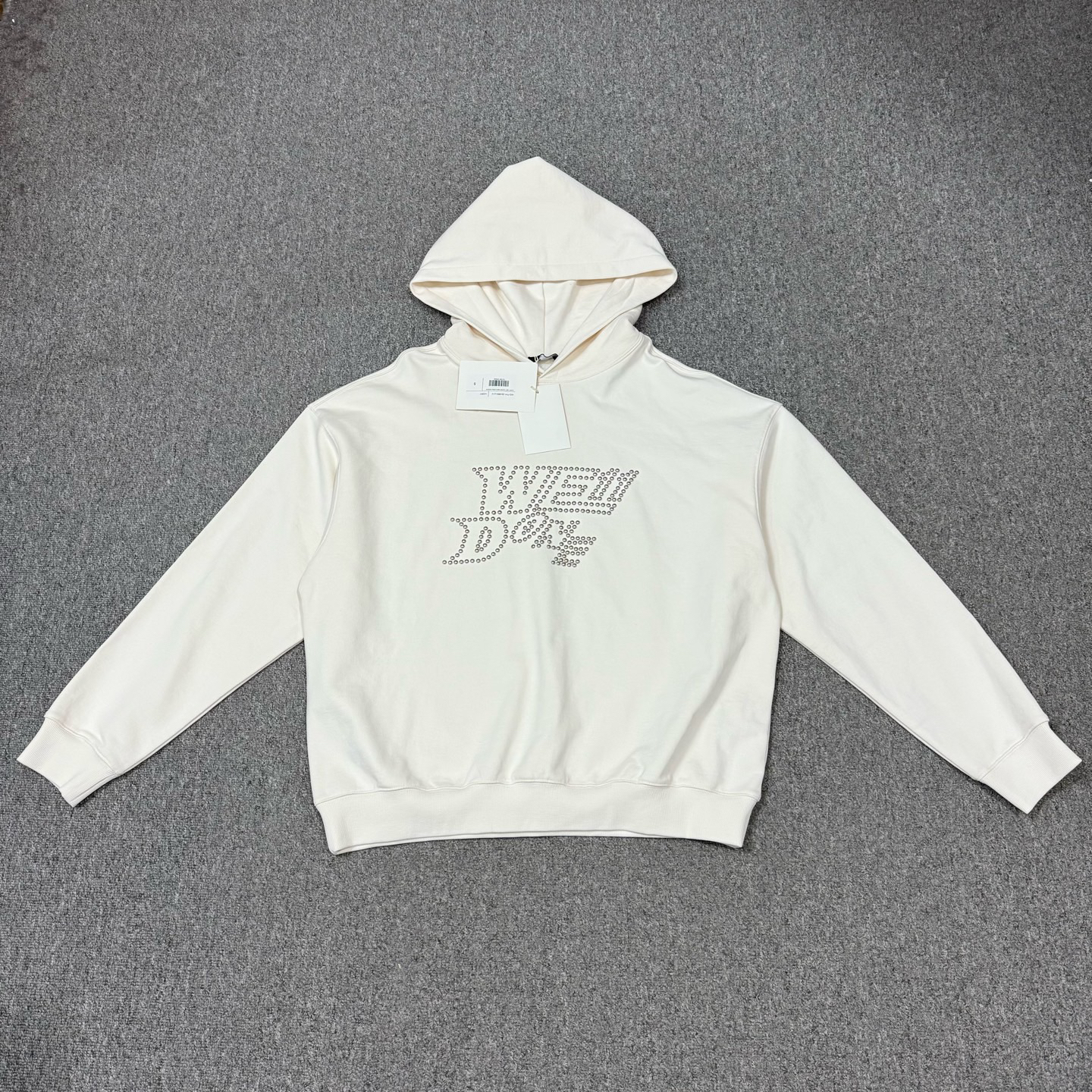 未使用 maje 18725713 白色铆钉大Logo连帽卫衣 带吊牌S码L码